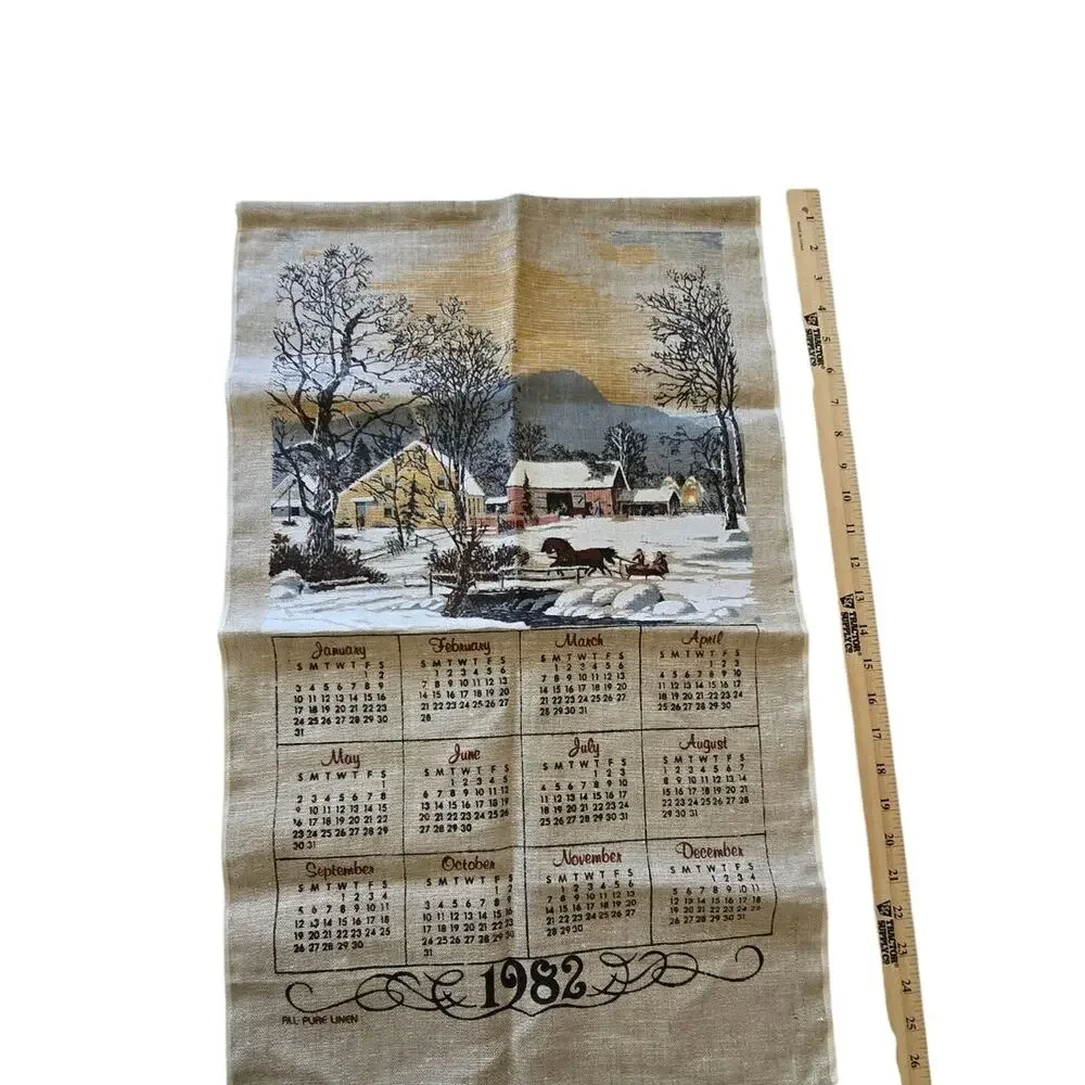 1982 Vintage Linen Hanging Wall Calendar 16